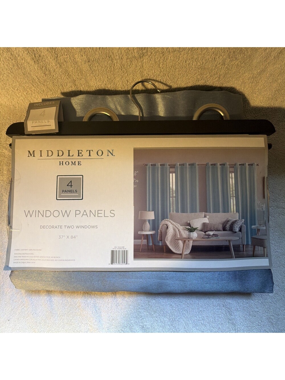Middleton Home Window Panels 37”x84” Blue 4 Panels